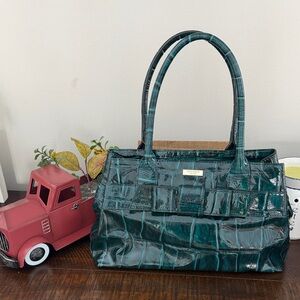 Kate Spade Green Crocodile-Embossed Tote